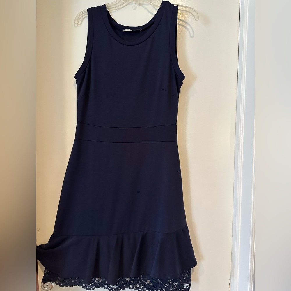 Navy Blue Dress with lace bottom